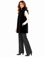 Maximilian 30" Black Sheared Mink Vest with Mink Stand Collar