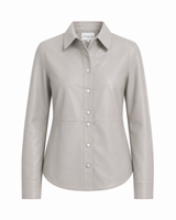 Maximilian Slim Fit Leather Snap Shirt in Lamb Leather