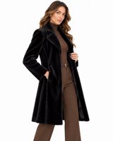 Maximilian 38" Black Dyed Sheared Mink Coat with Notch Collar