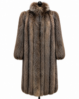 Archive & Vintage 44" Natural Indigo Fox Coat with Stand Collar