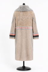 Archive & Vintage  41" Shearling Lamb Rap Coat with Mink Inserts & Culy Lamb Collar