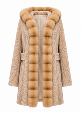 One-of-a-Kind 35" Natural Broadtail Lamb Coat with Golden Russian Sable