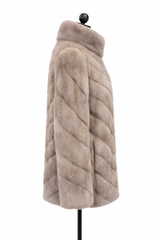 Archive & Vintage Silver Blue Mink Jacket, Chevron Body Reversible-30"