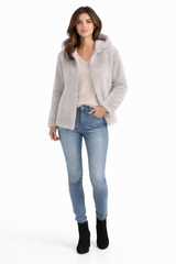 Sapphire Mink Hooded Jacket in Textured Finish | Maximilian