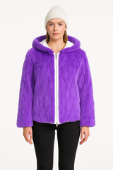 Reversible Mink Patchwork Hooded Jacket – Fur Side & Waterproof Nylon Side