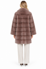 Maximilian One-of-a-Kind 36" Mauve Degrade Dyed Mink Coat with Notch Collar