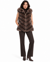 Maximilian One-of-a-Kind 29" Brown Cashmere & Russian Sable Convertible Jacket