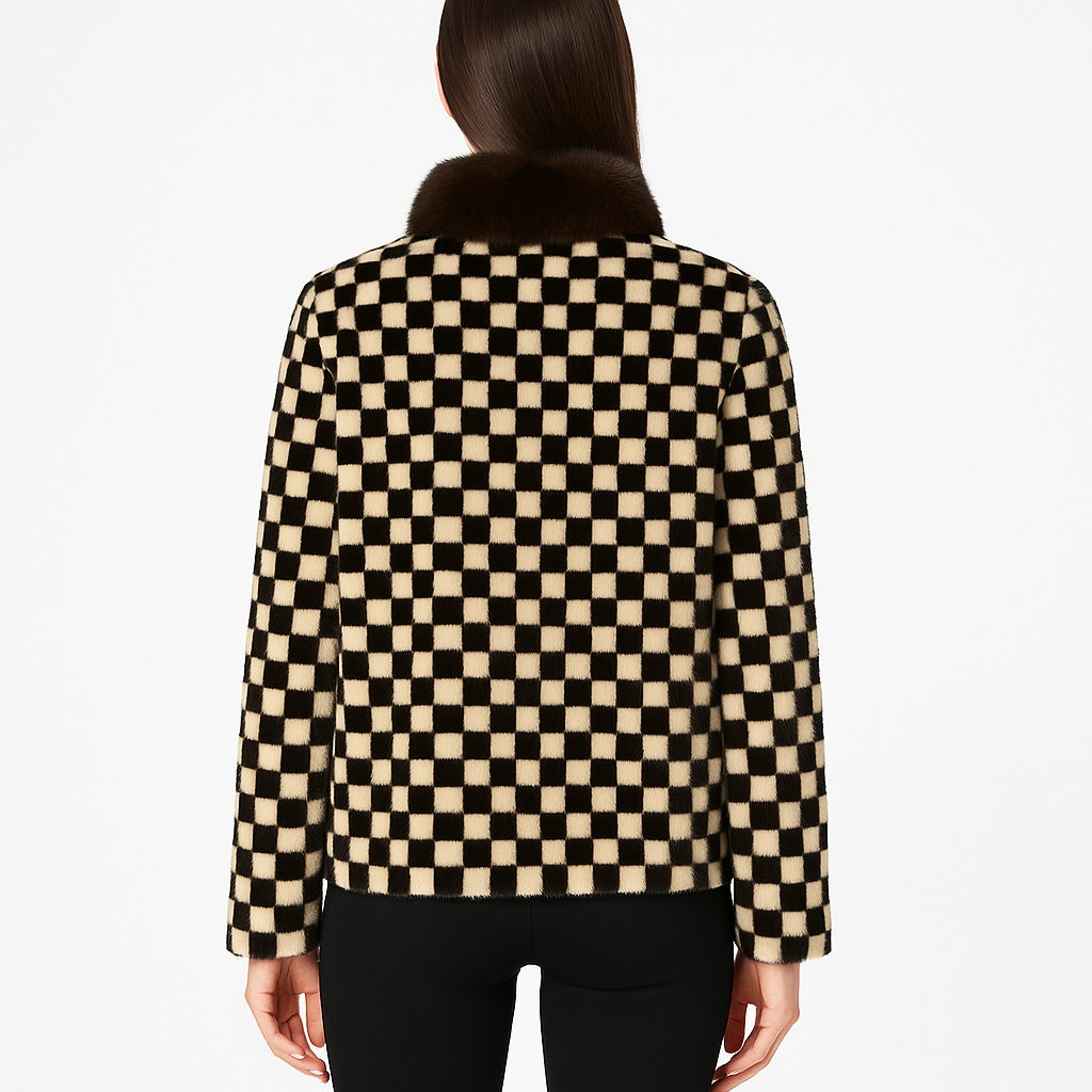 Mink Sections Jacket with Sable Stand Collar