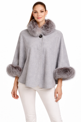 Cashmere Capelet with Fox Fur Collar and Cuffs