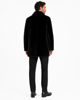 Men's 33" Reversible Black Leather Jacket with Sheared Rabbit & Mink Shirt collar