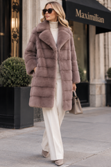 Maximilian One-of-a-Kind 36" Mauve Degrade Dyed Mink Coat with Notch Collar