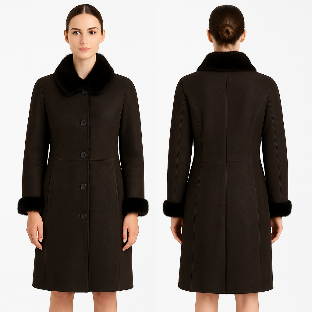 Shearling Coat with Mink Collar