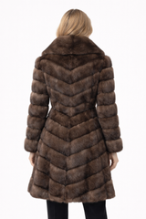 39" Tip-Dyed Sable Coat with Shawl Collar – Chevron Body | Maximilian