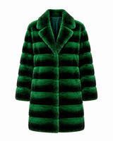 One-of-a-Kind  35" Emeral Green Dyed Horizontal Chinchilla Coat