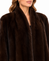 Maximilian 25" Demibuff Mink V-neck Jacket with Leather Belt