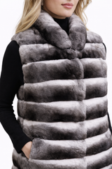 Natural Chinchilla Long Vest (Tunic) Horizontal Body-47"
