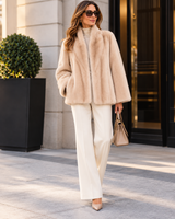 Maximilian 25" Palomino Dyed Mink V-neck Jacket with Leather Belt