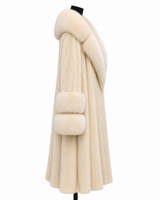 Archive & Vintage 44" Cream Mink Coat with Fox Collar
