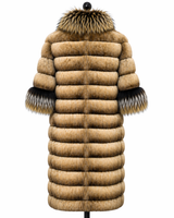Archive & Vintage Citronella Dyed Chinchilla Coat with Fox Trim- Rindi