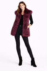 Magnolia Dyed Feathered Silver Fox Vest-32"