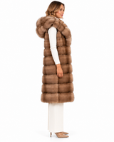 Maximilian One-of-a-Kind 43" Tortora Dyed Russian Sable Long Vest