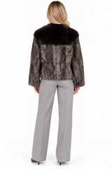 Maximilian One-of-a-Kind 24" Grey dyed Lamb & Mink Cardigan Jacket