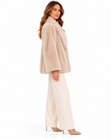Maximilian 25" Palomino Dyed Mink V-neck Jacket with Leather Belt