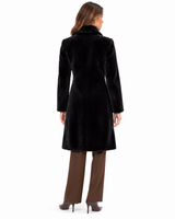 Maximilian 38" Black Dyed Sheared Mink Coat with Notch Collar