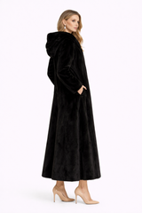 Black Dyed USA Mink Coat with Hood-51"