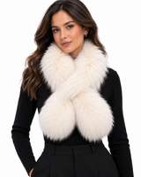 Maximilian 3.5"x41" Off White Dyed Finnish Raccoon Scarf