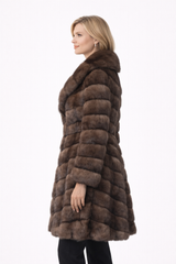 39" Tip-Dyed Sable Coat with Shawl Collar – Chevron Body | Maximilian