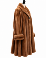 Archive & Vintage 39" Whiskey Dyed Mink Coat with Shawl Collar and Turnback Cuffs