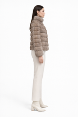 Tortora Dyed Russian Sable Zipper Jacket - 24"