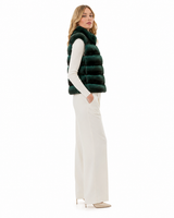 Maximilian 19" Green Dyed Horizontal Chinchilla Vest