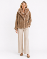 One-of-a-Kind 23" Caramel Dyed Swakara Lamb Jacket with Russian Sable Notch Collar