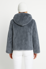 Reversible Mink Patchwork Hooded Jacket – Fur Side & Waterproof Nylon Side