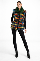 Multicolor Fox & Raccoon Fur Vest- 24"