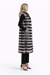 Natural Chinchilla Long Vest (Tunic) Horizontal Body-47"