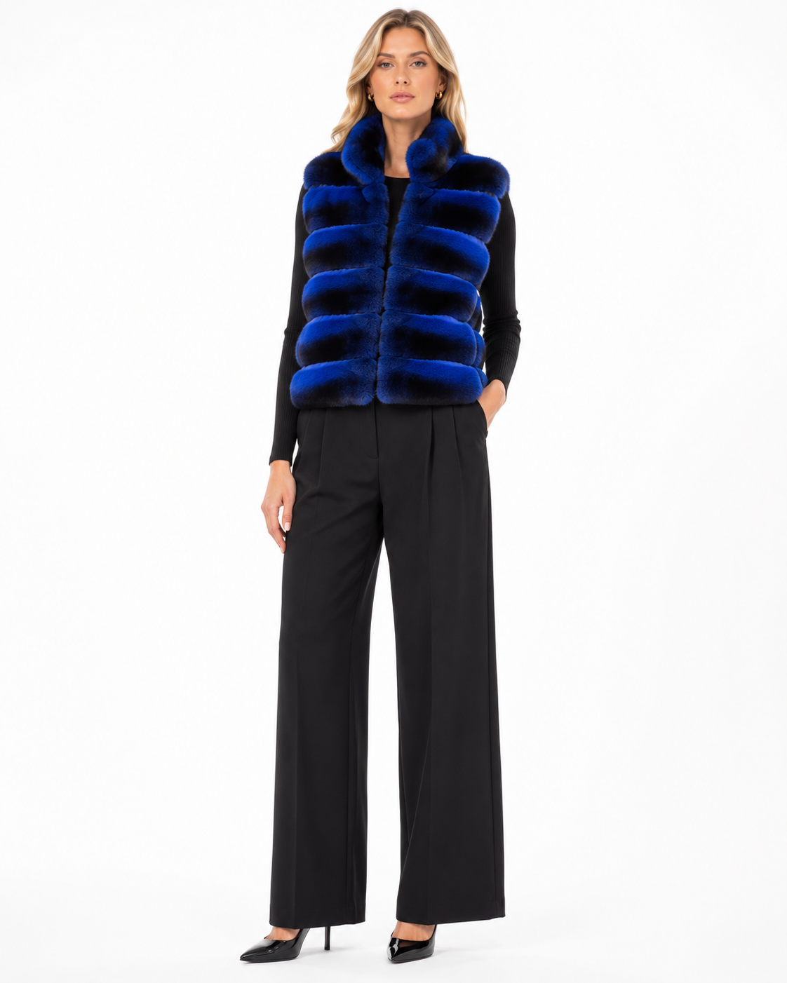 Maximilian 19" Cobalt Blue dyed Chinchilla Vest
