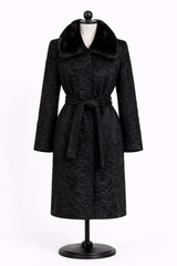 Archive & Vintage 40" Black dyed Swakara Lamb Coat with Mink Collar