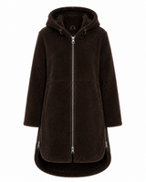 Maximilian Brown Shearling Lamb Hooded  Coat