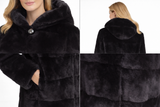 Black Dyed USA Mink Hooded Coat-33"