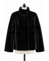 Archive & Vintage  25"Black Dyed Sheared Mink Swing Jacket with Stand Collar