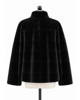 Archive & Vintage  25"Black Dyed Sheared Mink Swing Jacket with Stand Collar