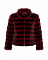 One-of-a-Kind 24" Bordeaux Dyed Horizontal Chinchilla Bolero