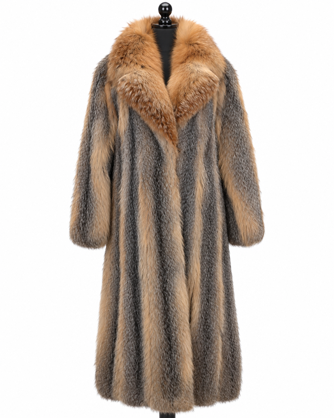 Archive & Vintage 47" Grey Fox Coat with Natural Red Fox Notch Collar