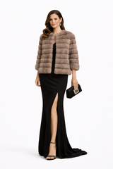 23" Collarless Russian Sable Jacket in Custom Lavender with Horizontal Body - One of a Kind