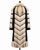 Archive & Vintage 45" Black Cross Mink & Leather Coat with Notch Collar