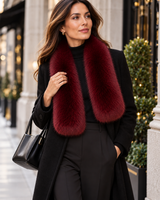 Maximilian Accessory 3.5" X41" Wine Dyed Fox Pull-Through Scarf