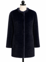 Archive & Vintage Navy Layered Mink Reversible to Rex Rabbit layer Collarless Jacket-  Maximilian